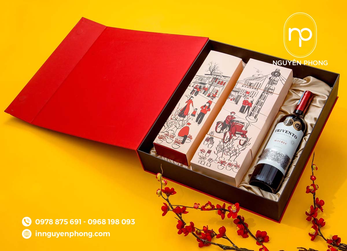 In hộp cứng đựng rượu làm quà tặng 